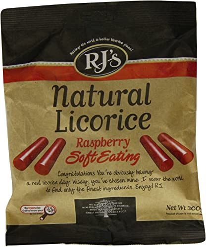 RJ's Natural Soft Eating Raspberry Licorice Bag 300 g (Pack of 3)