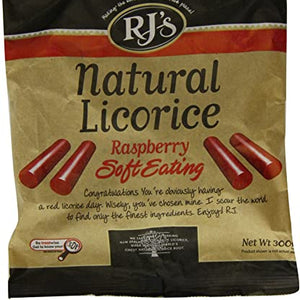 RJ's Natural Soft Eating Raspberry Licorice Bag 300 g (Pack of 3)